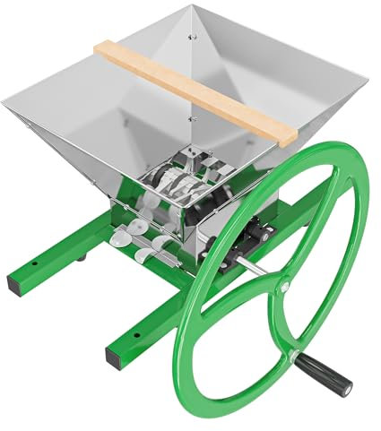 WilTec Broyeur Manuel de Fruits – 496 x 458 x 241 mm – 7 L – en Acier – avec Manivelle – Hâcheur Fouloir Pressoir Presse de Pomme et Poire