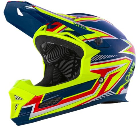 O'NEAL | Mountainbike-Helm | MTB Downhill | Robustes ABS, Ventilationsöffnungen für Luftstrom & Kühlung, ABS Außenschale | Fury Helmet Rapid | Erwachsene | Blau Neon-Gelb | Größe L