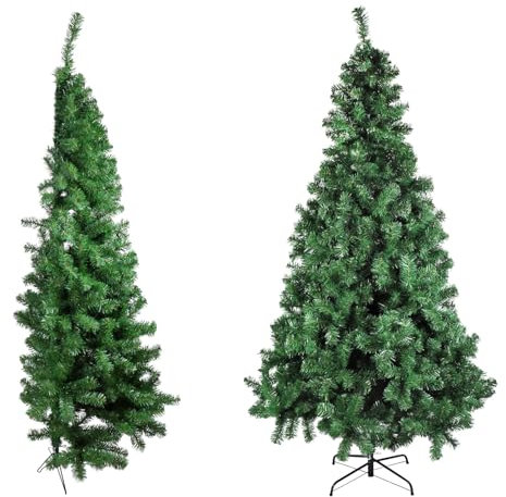 Albero di Natale Effetto Realistico Rami Fissi Apertura ad Ombrello Ignifugo Montaggio Facile (180 cm, Mezzo Albero)