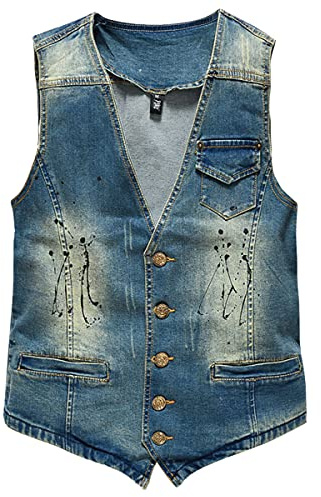 TienNew Uomo Gilet,Giacca Denim Uomo Vintage Cappotto Jeans Senza Maniche Giacca Giubbotto Smanicato Vest