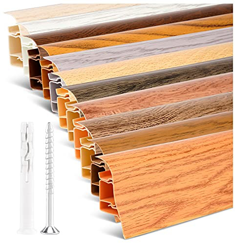 TJ Sockelleisten Eiche weiß I Länge 20 m I PVC Bodenleisten mit integriertem Kabelkanal I langlebige Fußleisten aus robustem Kunststoff in modernem Holzdesign I einfache Montage
