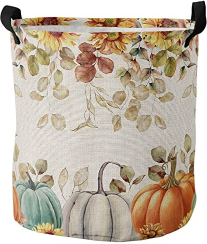 Lavandería Cestas Flor De Hojas De Eucalipto De Otoño Vintage Cesto Para Ropa Sucia Con Asas Cestos De La Ropa Sucia Impermeable Cestos De Lavandería Para Lavadero Sala Ropa Sucia,40X50Cm