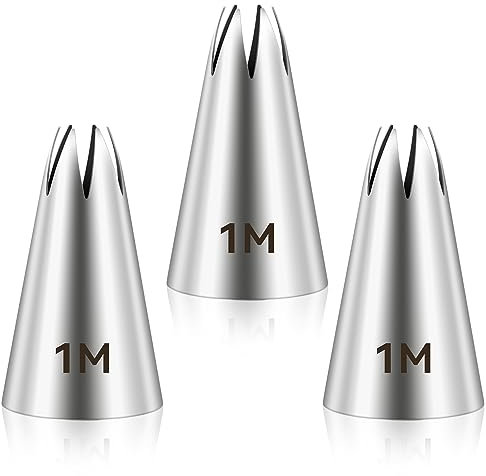 3pcs 1M Cake Piping Tips, Cake Decorating Supplies Piping Tips, Piping Nozzles Decorating Tips, Baking Tools for Buttercream, Icing, Birthday Cake, Cupcake, DIY Art