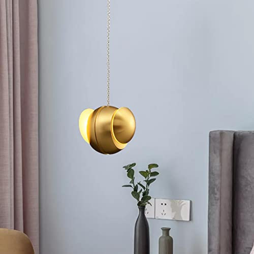 ZYMEN Lámpara colgante LED, lámpara de suspensión creativa nórdica, luminaria de restaurante minimalista moderna, lámpara de araña dorada de lujo, lámpara de techo de mesa de barra pequeña, ajustable