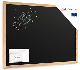 ALLboards Lavagna nera da gesso 70x50 cm con cornice in legno ECO, lavagne cancellabili per ristorante, lavagna di legno, lavagna da parete, lavagna da muro, lavagna menu, lavagna gesso