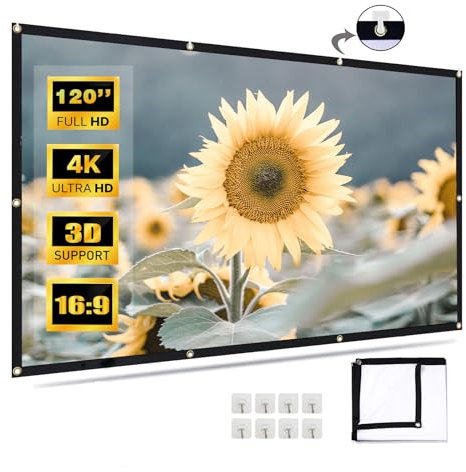 120 Zoll Leinwand Beamer Leinwand für Ultimatives Heimkinoerlebnis - Hochwertige hochauflösende helle Faltbare verdickte und tragbare Leinwand, geeignet für Zuhause, Büro, Schule und Outdoor