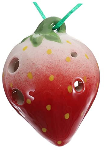 JOINPAYA 6löcher Keramik Okarina Erdbeerform Rotes Weißes Anfänger Blasinstrument Mit Notenblättern Und Trageband Für Einsteiger