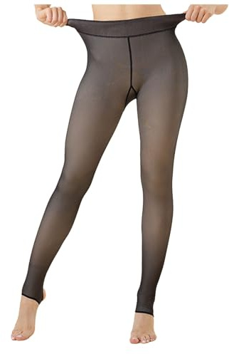 Collant Femme Hiver, Legging Collant Polaire Femme Grande Taille Thermiques Faux Translucide en Peluche Doublure Confortable Doux Grande Taille Fleece Tights pour Sport Exercice De La Vie Quotidienne
