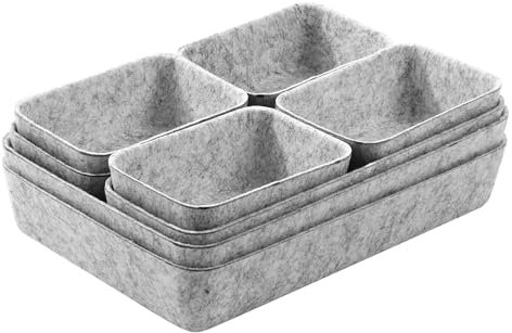 BUCOMTU 8 Stück Schubladen Organizer,Schubladen Organizer Filz, stapelbare organizer schublade, geeignet für Schreibtisch, Frisiertisch, Büro, Nachttisch, Kleiderschrank (Hellgrau)