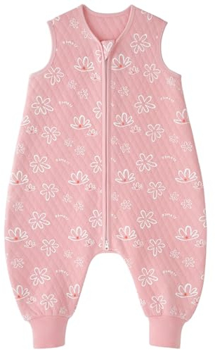 Looxii sovsäck baby med fötter 1,0 tog bomull babysovsäck höst året runt sovsäck med ben för barn 3–4 år pojkar flickor 90 cm