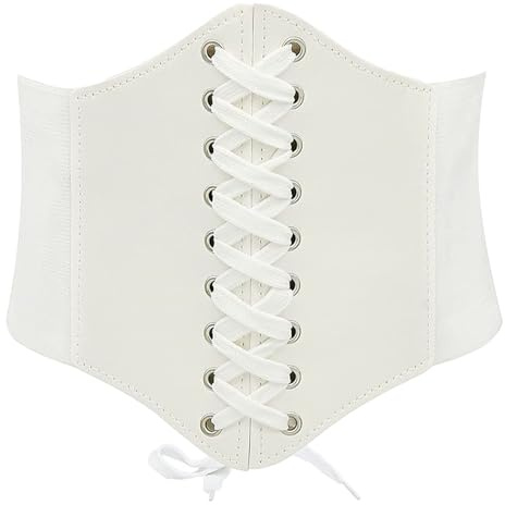 FIBOUND Cinturón Corsé Ajustable para Mujer - Faja Lacada bajo Pecho para Disfraces de Pirata - Cinturilla Elástica de Estilo Cuero para Cosplay, Halloween y Fiestas Steampunk o Retro
