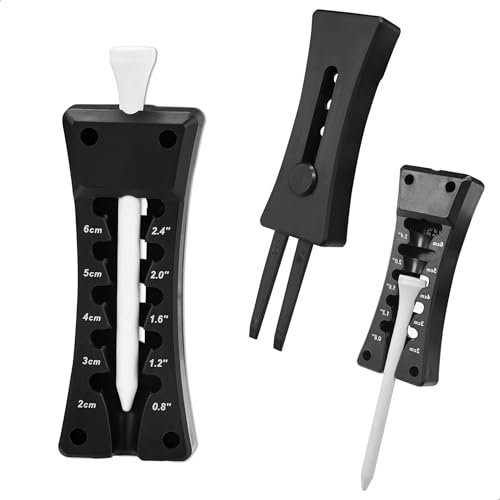 duozoanz Tees de Golf, Accesorios de Golf Tees Arreglapiques de Golf Divot Herramientas de Restauración de Golf, Plegable Tenedor de Campo de Golf Groove Cleaner Pitch Fork Training Accesorios