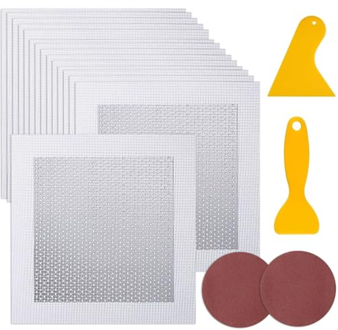 Kit de réparation de cloison sèche de 19 pièces, Asaisimg rustine autocollante en maille murale avec grattoir et papier de verre, kit de réparation de cloison sèche, rustine de cloison sèche pour