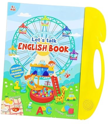 KiBcsLic Livre Audio pour Apprendre l'Anglais, Livre Sonore Interactif en Anglais, Jouet Éducatif pour Enfants à Partir de 3 Ans, Outil d’Apprentissage Autonome pour la Maternelle et la Maison