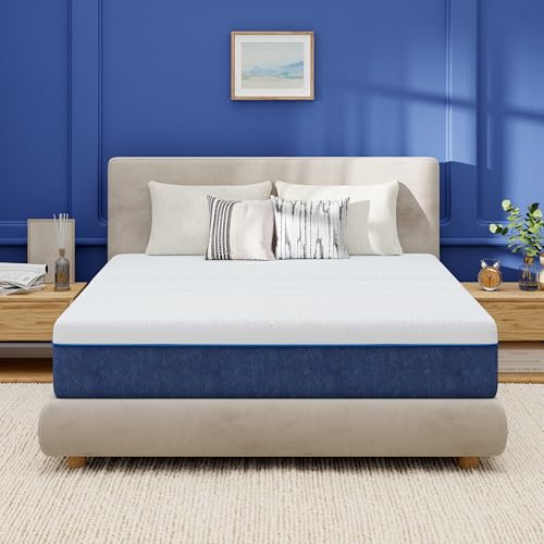 EGOHOME 12 Inch Queen Mattress, Gel Memory Foam with Charcoal, Fiberglass Free, CertiPUR-US Certified, Temperature-Regulating, Machine Washable Cover, 80 x 60 x 12, Medium