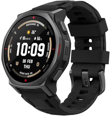 Amazfit T-Rex 3 Pro Outdoor Smart Watch 44mm Sapphire AMOLED Display with Flashlight, Ti Bezel, Dual Band GPS, Offline Maps, 17 Days Battery, 10 ATM, 180+ Sports Mode for Android & iPhone, Black