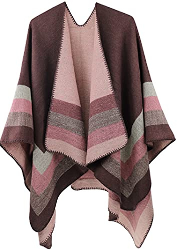 Women Shawl Wraps Open Front Poncho Reversible Oversized Blanket Cardigan