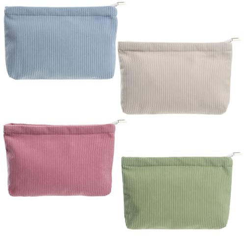 4 Pz Bustina Portatutto Donna, Pochette Donna Trucchi Piccola, Trousse Trucchi Ragazza, Pochette da Borsa Cosmetica da Viaggio Portatile per Cosmetici, Borsetta Porta Trucchio, 19x12x3 cm
