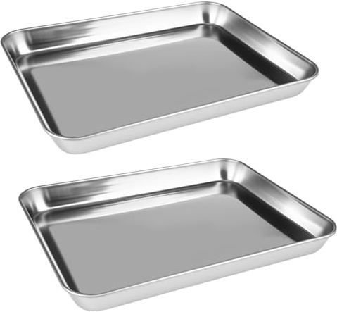 2 Pezzi Teglia Forno Rettangolare, 26x20x2.5cm Teglia Pizza Rettangolare