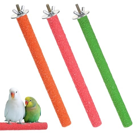 Bird Perches for Cage, 3 Pcs Multi-Color Fun Wood Parrot Perch for Cage Stand Parakeet Perches Parakeet Toys Sanded Surface Parrot Climbing Sticks for Budgies Cockatiels Parakeets Canaries