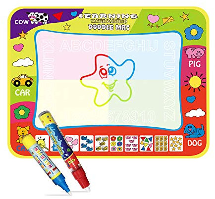 Magic Water Doodle Mat con muestras de colores del arco iris, niños Water Drawing Mat Board, juguetes educativos para niños