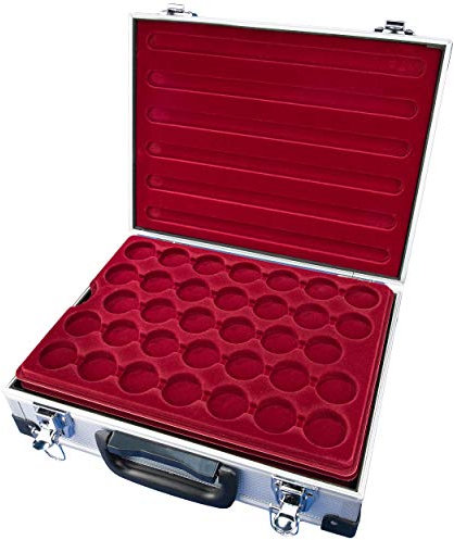 MC.Sammler Alu Münzenkoffer Münzkoffer inkl 5 Münztableaus für 170 Münzen 36mm Ø (170 Fächer - 36mm Ø)