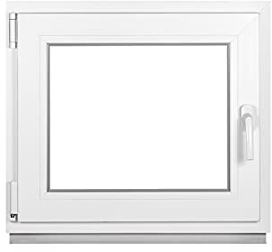 Framex Källarfönster 60 x 50 cm, vrid- och vippfönster DIN höger, insida/utsida vit, dubbelglas 32 mm, PVC för källare, garage, verkstad och trädgårdshus