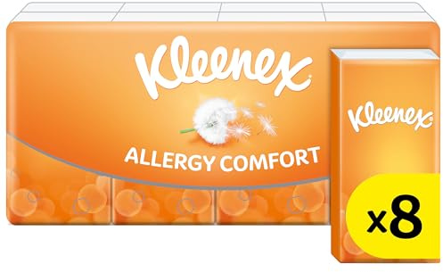 Kleenex® Allergy P8-8 unités - Papier Pâte de bois - 1 épaisseur - Mouchoirs en papier - Boîte - orange - Hypoallergénique - Testé ophtalmologiquement - Testé dermatologiquement