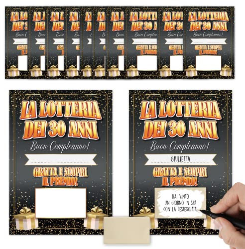 12 personalisierte Rubbelkarten zum Geburtstag – Die 30-jährige Lotterie – Rubbelkarten zur Unterhaltung der Gäste – Geschenkidee 30 Jahre alter Mann, originell