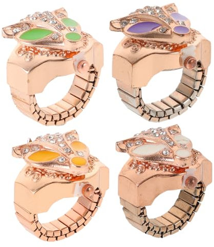 Mikikit Ringuhr Aus Dekorativ Mit -verzierung Finger-Uhr Schmuck-ringuhr Leicht Tragbar Und Praktisch