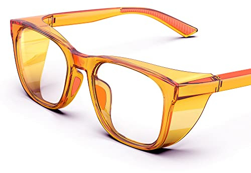 TOREGE Gafas protectoras transparentes con protecciones laterales, antivaho y antiarañazos, con empuñaduras antideslizantes y protección UV completa, ideales para mujeres y hombres