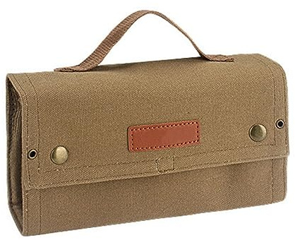 ACEXIER Sac de rangement portable pour pique-nique, barbecue, assaisonnement, bouteille d'épices (Tan)