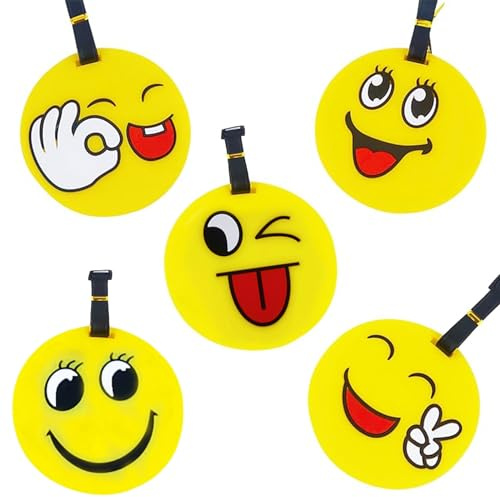 5 Etiquetas De Equipaje Emotion, Expresión Maleta Etiquetas, Etiqueta De Equipaje Emoji, Porta Etiquetas De Identificación De Viaje Maleta, Para Equipaje, Bolsas De Viaje, Maletas, Mochilas (Emoji).