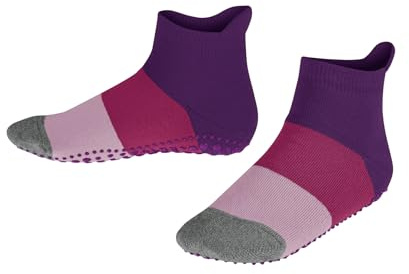 FALKE Colour Block K Hp algodón puños en la suela 1 par, Calcetines para casa Unisex niños, Azul Deep Lilac 6963, 23-26