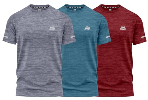 mymixtrendz Pack of 3 Mens Active Short Sleeves T Shirt Olympic Casual Uniform Work Wear Regular Fit Round Neck Multi-Colours Gift T Shirt Top
