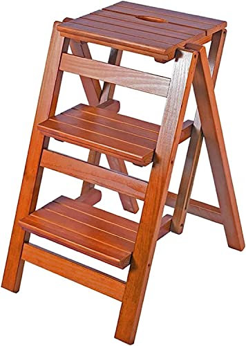 SZITW Taburete Plegable de Madera de 3 Niveles y Escalera de 3 escalones, estanterías Plegables de Seguridad, Asientos para sillas de Escalera para el hogar, Taburete con escalón, Silla Alta, Esta