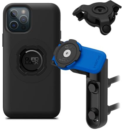 Quad Lock Brake/Clutch Motorcycle Phone Mount with Vibration Dampener and MAG Phone Case for iPhone 12/12 Pro