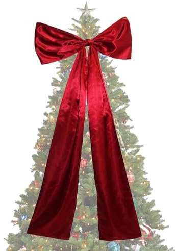 Julgransrosett | 120 x 50 x 1 cm röda sammets-en-rosetter för | julgransprydnader kreativa dekorativa ornament för träd trappor räcken valv