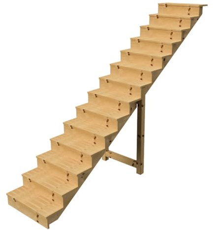 Escalera exterior h241cm - 14 peldaños de madera D29cm, B80cm CON apariencia