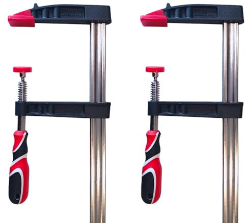 2x Schraubzwinge 120x300mm mit Gummigriff | Spannzwinge, Leimzwinge, Zwinge aus hochwertigem Material | 2 Stück