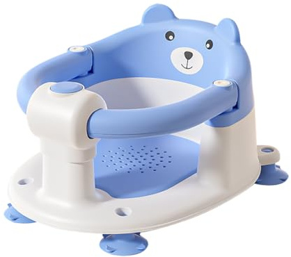 UBRAVOO Seggiolino da bagno per bambini dai 6 mesi in su. Seggiolino da bagno antiscivolo a forma di orso per bambini da seduta, sedia da bagno sicura per neonati e neonati con 4 ventose (blu)