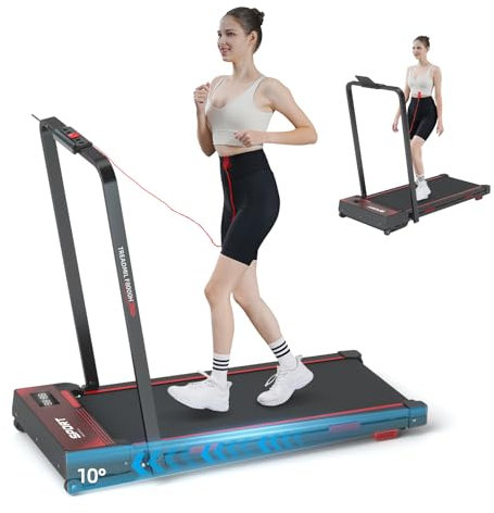 RAOO MIN Laufband für Zuhause, Walking Pad klappbar, 1-12 km/h, 1HP Motor, mit Fernbedienung/LED-Anzeige, Laufband mit Steigung, Ipad/Handy-Holder, leise, 100kg Max. (Schwarz)