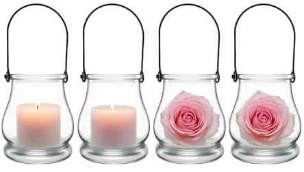 4PCS Hanging Candle Holder for for Wedding Ornaments,Glass Tea Lights Candles Holders,Clear Terrarium Containers Small Glass Globes Ornament Votive Candleholders for Party Celebration Decoration