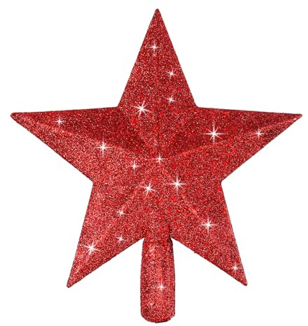 20cm Rot Weihnachtsbaumspitze Stern, Leicht Glitzernde Christbaumspitze Weihnachten Bäume Deko Kunststoff Weihnachtsbaum Sterne Weihnachtsverzierung, Christmas Tree Topper Stars