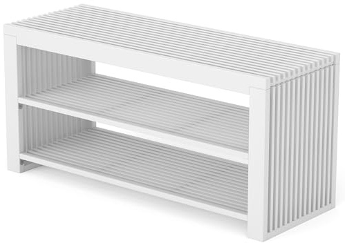 Hallway Bench - Shoe Bench Storage with Seat - Shoe Storage Benches | BAM BOO BOX Shoe Rack with Seat - Shoe Storage with Seat 90x33x43cm - Hallway Storage Bench for Your Home (White)