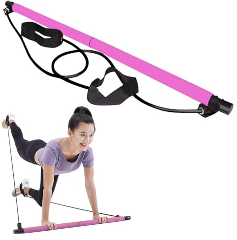 Kit de barra de pilates con banda de resistencia, barra de resistencia portátil, barra de pilates para el hogar y el gimnasio, musculación, yoga, pilates, barra con correa para el pie, barra de