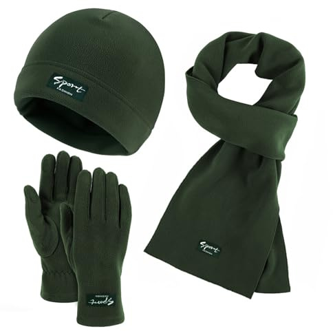 HEONSATI Inverno Cappello Lavorato Sciarpa E Guanti Touch Screen Set Donna Berretto a Maglia Con Fodera In Pile Sciarpa Freddo Invernale Guanti Touch Screen Morbidi E Caldi Per Arrampicata All'aperto
