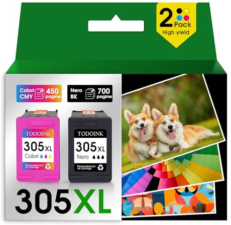 TODOINK 305XL Compatibile con Cartucce HP 305 Nero e Colore con HP DeskJet 2820e 2720e 2720 2710e 2710 DeskJet Plus 4130 4120 4110 Envy 6020e 6022 6022e 6030 6030e Envy Plus 6430e Colore Nero