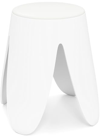 GIANTEX Lot de 8 tabourets de bar ronds, tabourets de cuisine empilables en plastique avec sièges rembourrés et pieds antidérapants en caoutchouc, chaises peu encombrantes pour maison, bureau et