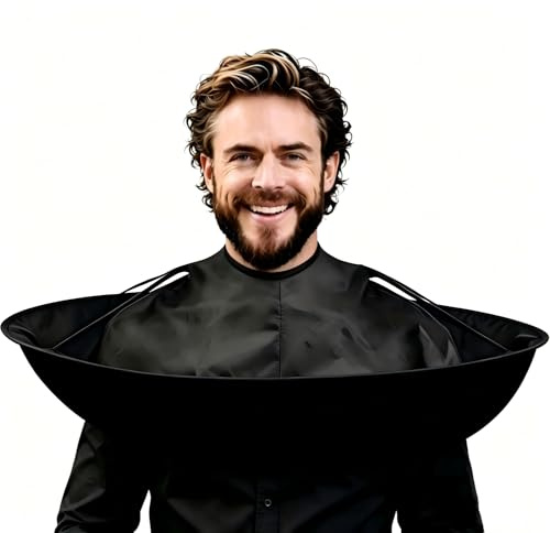 Frdelma Mantello per Taglio Capelli a Ombrello,Mantello da Parrucchiere e Barbiere Diametro 60 cm con Pettine a Punta per Uso Professionale e Domestico, Colore nero